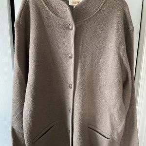 NWOT new Talbots knit wool button down sweater cardigan tan M medium